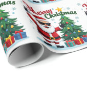 vrolijk kerstfeest | Santa & Tree Design Cadeaupapier (Rol Hoek)