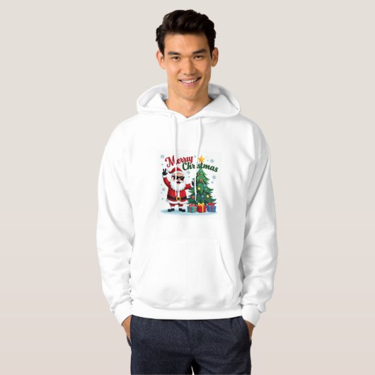 vrolijk kerstfeest | Santa & Tree Design Hoodie (Voorkant volledig)