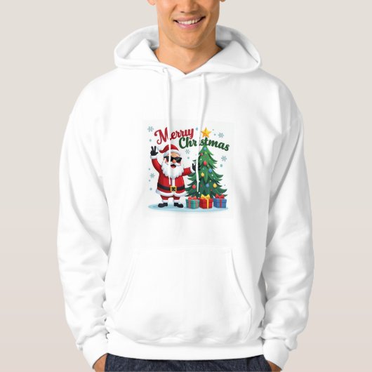 vrolijk kerstfeest | Santa & Tree Design Hoodie (Voorkant)