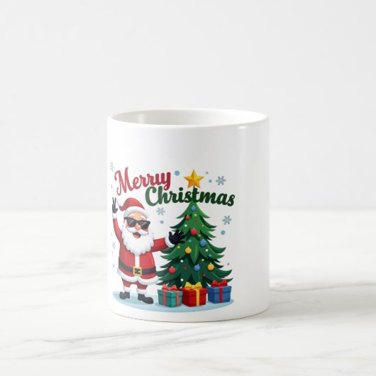 vrolijk kerstfeest | Santa & Tree Design Koffiemok (Center)