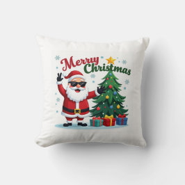 vrolijk kerstfeest | Santa & Tree Design Kussen