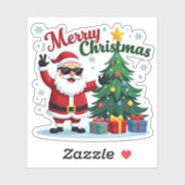vrolijk kerstfeest | Santa & Tree Design Sticker (Vel)