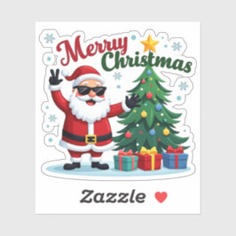 vrolijk kerstfeest | Santa & Tree Design Sticker