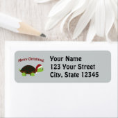 Vrolijk kerstfeest! Santa Turtle Etiket (Insitu)