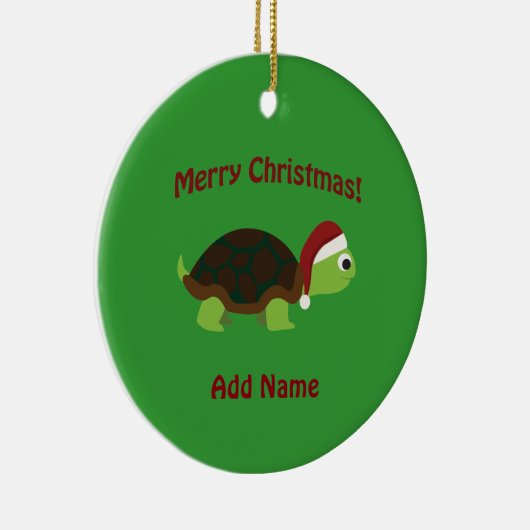 Vrolijk kerstfeest! Santa Turtle Keramisch Ornament (Rechts)