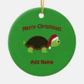 Vrolijk kerstfeest! Santa Turtle Keramisch Ornament (Voorkant)