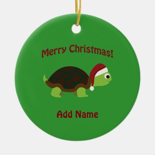 Vrolijk kerstfeest! Santa Turtle Keramisch Ornament (Voorkant)