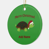Vrolijk kerstfeest! Santa Turtle Keramisch Ornament (Links)