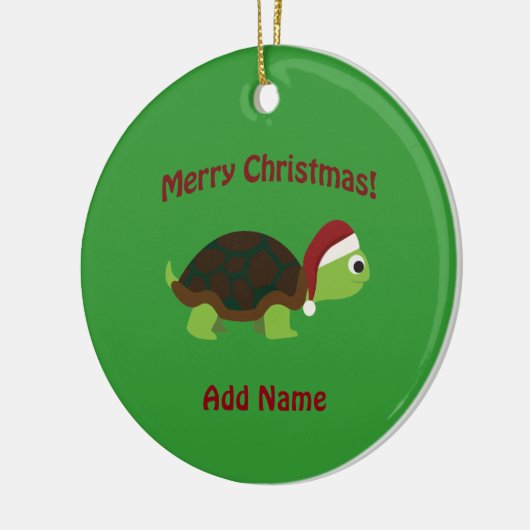 Vrolijk kerstfeest! Santa Turtle Keramisch Ornament (Links)