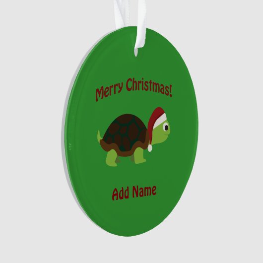 Vrolijk kerstfeest! Santa Turtle Ornament (voorkant)