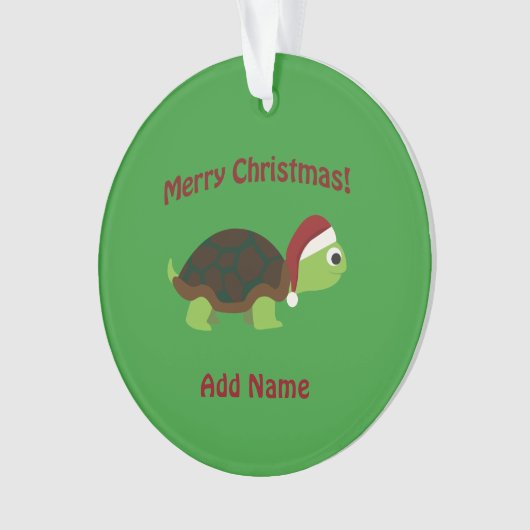 Vrolijk kerstfeest! Santa Turtle Ornament (voorkant)