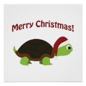 Vrolijk kerstfeest! Santa Turtle Poster (Voorkant)