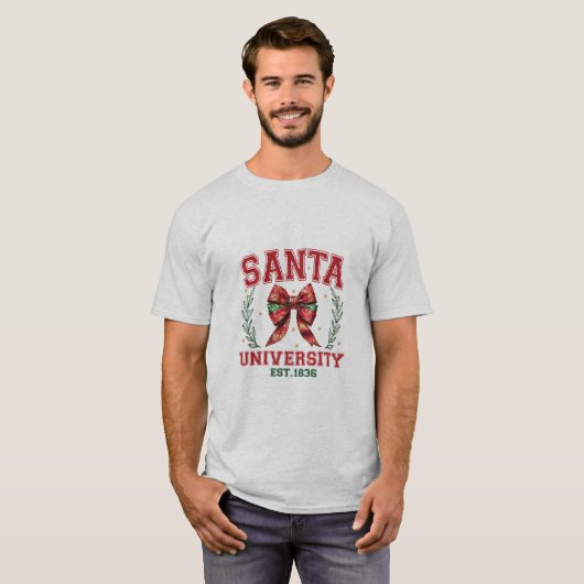 Vrolijk Kerstfeest Santa University Mannen T-shirt (Voorkant volledig)