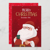 Vrolijk kerstfeest Santa Vakantie Kaart (Voorkant / Achterkant)