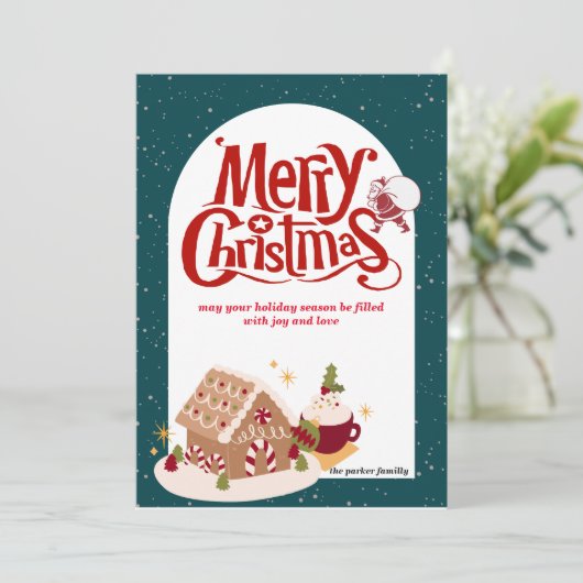 Vrolijk kerstfeest santa vakantie Kaart (Staand voorkant)