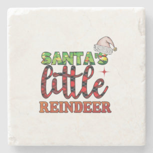 Vrolijk kerstfeest Santas Little Reindeer Stenen Onderzetter