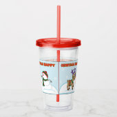 Vrolijk kerstfeest Santa's rendieren Acryl Drinkbeker (Rechts)