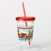 Vrolijk kerstfeest Santa's rendieren Acryl Drinkbeker (Links)