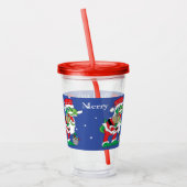Vrolijk Kerstfeest SantaSaurus Acryl Drinkbeker (Links)