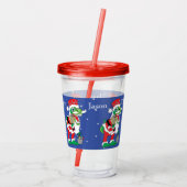 Vrolijk Kerstfeest SantaSaurus Acryl Drinkbeker (Achterkant)