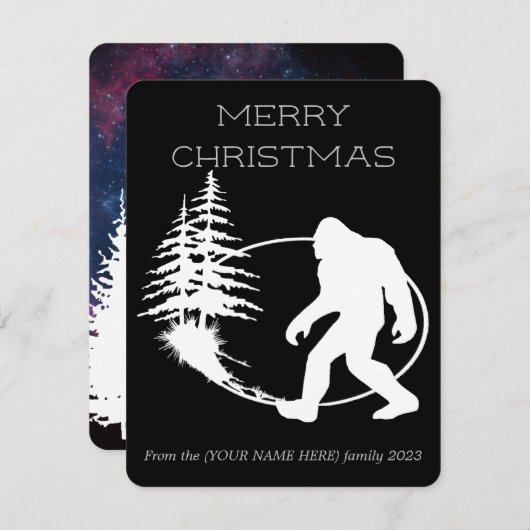 Vrolijk Kerstfeest Sasquatch Feestdagenkaart (Voorkant / Achterkant)