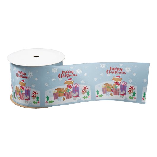 Vrolijk kerstfeest satijnen lint (Spoel)
