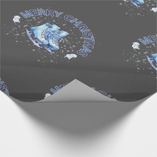Vrolijk kerstfeest, schaatsen cadeaupapier (Hoek)