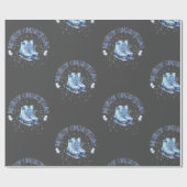 Vrolijk kerstfeest, schaatsen cadeaupapier (Vlak)