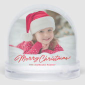 Vrolijk kerstfeest schattig eenvoudig rood een fot sneeuwbol (Achterkant)