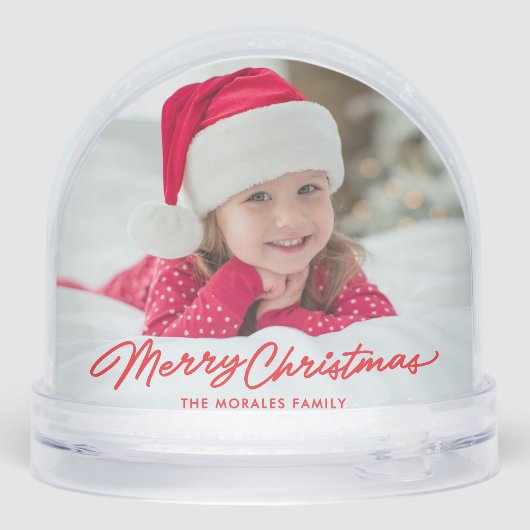 Vrolijk kerstfeest schattig eenvoudig rood een fot sneeuwbol (Achterkant)