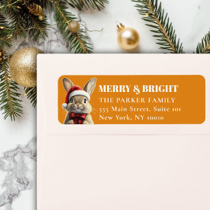 vrolijk kerstfeest! Schattig, Konijn, Santa Hat Etiket