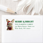 vrolijk kerstfeest! Schattig, Konijn, Santa Hat Etiket (Insitu)