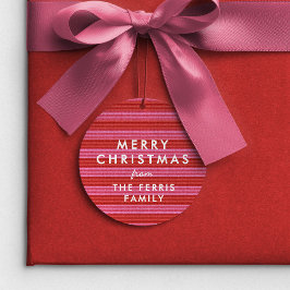 Vrolijk Kerstfeest schattig rood roze streep vakan Bedankjes Labels