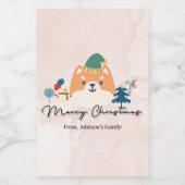 Vrolijk kerstfeest schattig Shiba hond cadeau labe Wijn Etiket (Enkel label)