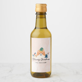 Vrolijk kerstfeest schattig Shiba hond cadeau labe Wijn Etiket