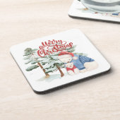 Vrolijk kerstfeest Schattig vakantieontwerp Bier Onderzetter (Linkerzijde)