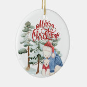 Vrolijk kerstfeest Schattig vakantieontwerp Keramisch Ornament (Rechts)