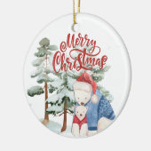 Vrolijk kerstfeest Schattig vakantieontwerp Keramisch Ornament (Links)