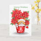 Vrolijk kerstfeest, Schattige Beer Pop omhoog van Kaart (Gele Bloem)