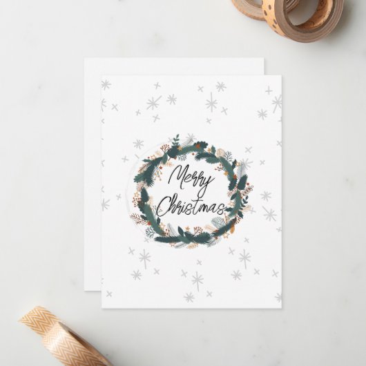 Vrolijk kerstfeest schattige boerderij modern wit  notitiekaartje (Voorkant / Achterkant in situ)