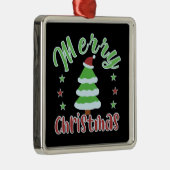Vrolijk kerstfeest, schattige boom met kersthoed metalen ornament (Rechts)