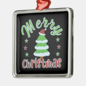 Vrolijk kerstfeest, schattige boom met kersthoed metalen ornament (Links)