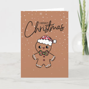 Vrolijk kerstfeest Schattige bruin peperkoek Kaart