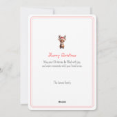 Vrolijk kerstfeest, Schattige Cartoon hert, rode k Feestdagenkaart (Achterkant)