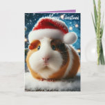 Vrolijk kerstfeest Schattige cavia met kerstmuts Kaart<br><div class="desc">Vrolijk kerstschattig cavia met kerstman pet kaart. die u kunt personaliseren met jouw naam en de naam van de ontvangers. Alleen standaardgrootte.</div>