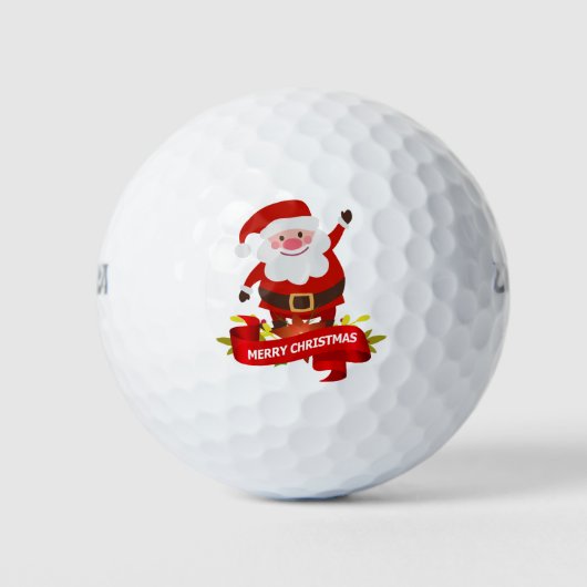 Vrolijk Kerstfeest Schattige Feestelijke Kerstman Golfballen (Voorkant)