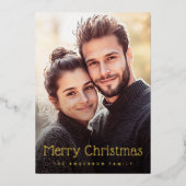 Vrolijk Kerstfeest schattige gestippelde strepen r Folie Feestdagenkaart (Voorkant)