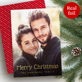 Vrolijk Kerstfeest schattige gestippelde strepen r Folie Feestdagenkaart