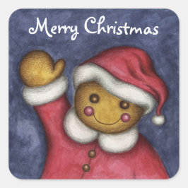 Vrolijk Kerstfeest Schattige Gingerbread Cookie St Vierkante Sticker