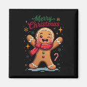 Vrolijk Kerstfeest Schattige Gingerbread Man Holid Magneet (Voorkant)